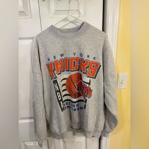 Abercrombie & Fitch Gray and Orange New York Knicks Crewneck Sweater